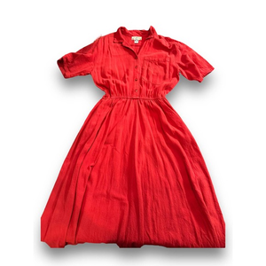 Vintage Orvis Womens‎ Red Casual Shirt Dress Cotton Size: Large